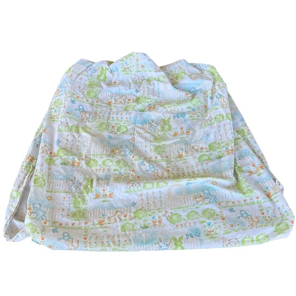 Vintage Dundee Mills Animals Gardening Fitted Crib Sheet 1980s Bear Bunny Kitty - Picture 2 of 8